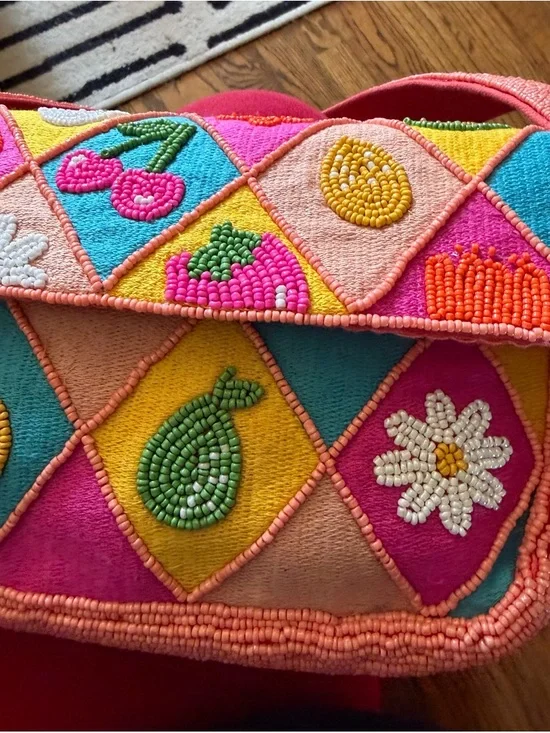 Coral beaded Patchwork Shoulder Bag - Picture 11 of 13